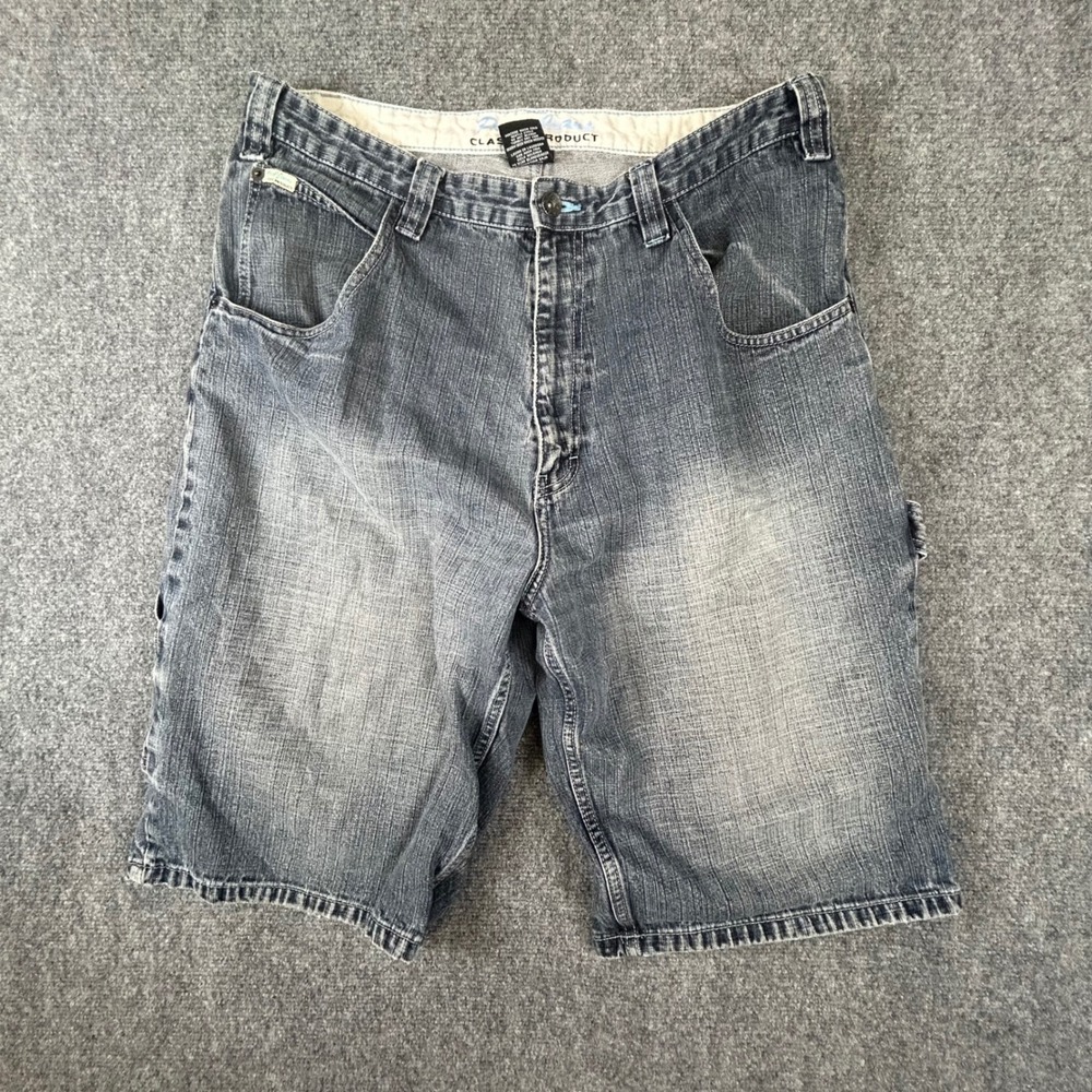 Paco Jeans Mens 36 Carpenter Denim Shorts Blue Faded Utility Workwear Baggy Y2K